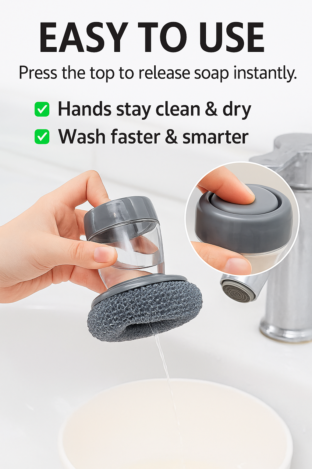 Kitchen Soap Dispensing Palm Brush (Pack of 2)