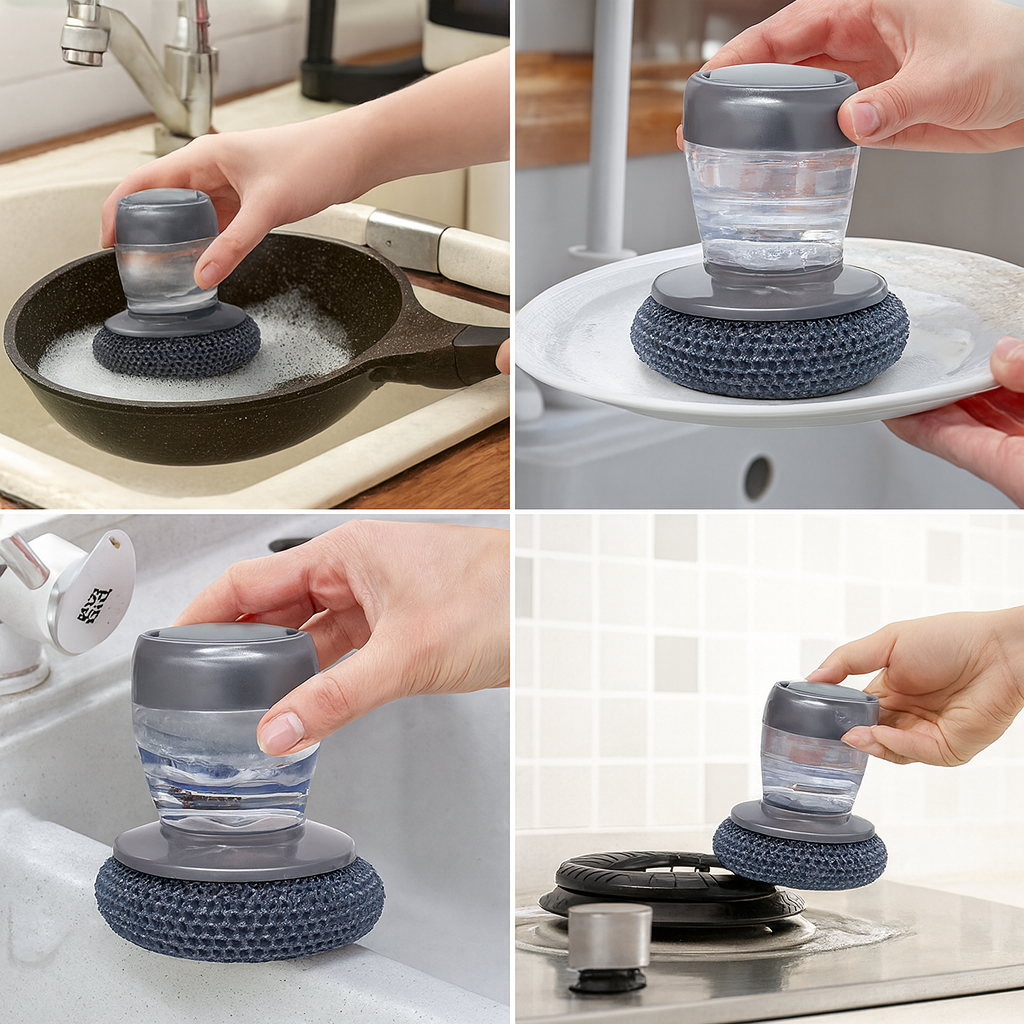 Kitchen Soap Dispensing Palm Brush (Pack of 2)